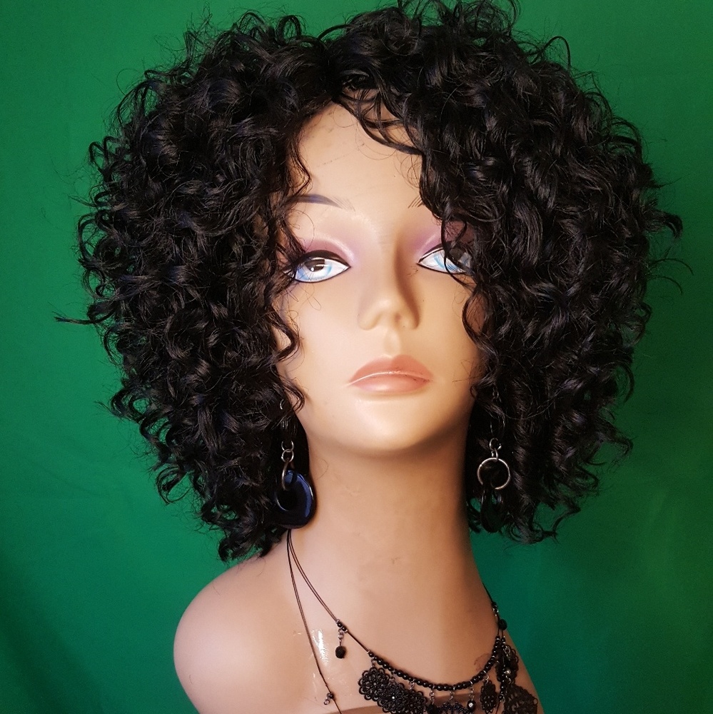 New Hand-made Presto Curl Crochet Wig w/lace part Color #1b - Picture 4 of 5